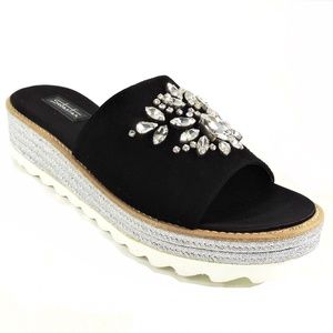 SEBASTIAN 🇮🇹 WOMENS BLACK SUEDE WEDGE COMFORT MULES